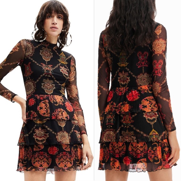 Desigual Dresses & Skirts - Desigual Printed Pleated Dress SZ M